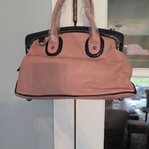New Chic Two-Tone Satchel Bag 14" X 9"